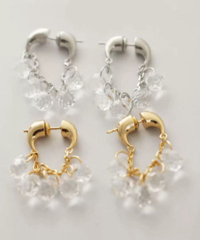 Oversize Silk Copper Overgild Crystal Water Droplet Hoop Earrings