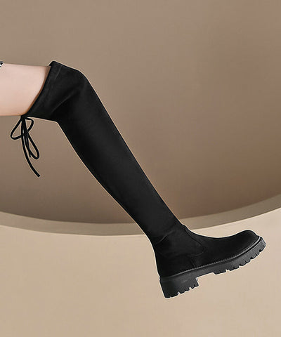 Style Platform Knee Boots Brown Suede