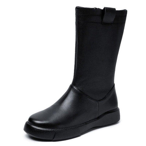Women Solid Leather Boots