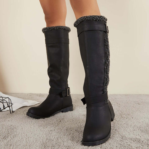 Warm Knee High Snow Boots Winter Fur Lined Riding Boots
