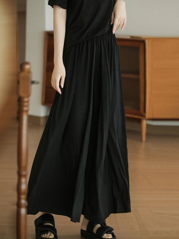 Women Summer Solid Casual Thin Wide-leg Pants