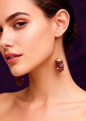 Boho Grapes Acrylic Long Tasseled Drop Earrings