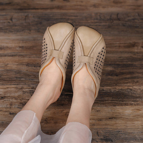 Women 2022 Hollow Leather Casual Slippers