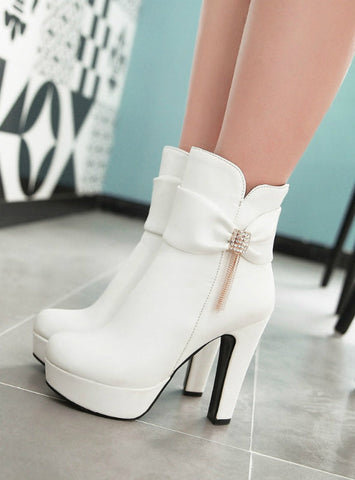 Women Boots Platforms Square Heel Ankle Boots