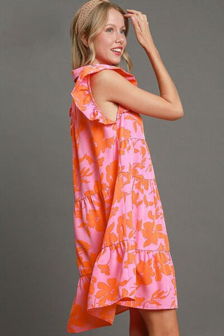 Full Size Floral Ruffle Vacation Dress