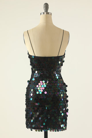 Spaghetti Straps Sequined Cocktail Dress