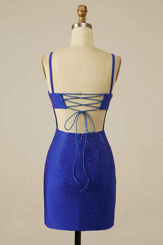 Kurzes, enges Homecoming-Kleid mit Pailletten und Schnürung