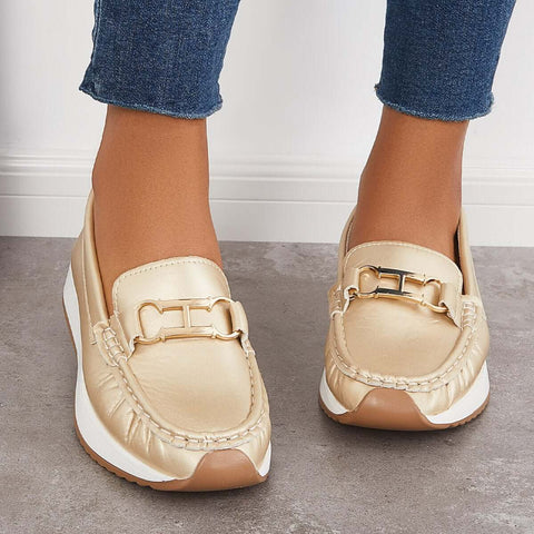 Lässige, bequeme Plateau-Loafer, flache Bootsschuhe zum Hineinschlüpfen