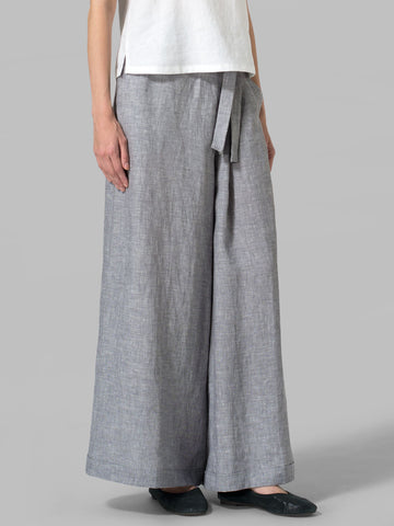 Cotton Linen Wide Leg Long Pants