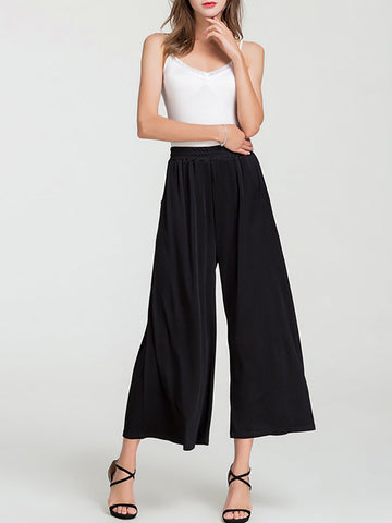 Women Summer Solid Casual Thin Wide-leg Pants