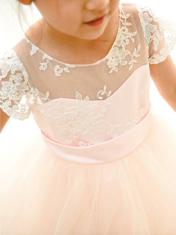 Ballkleid Spitze Tüll Hochzeit Geburtstag Festzug Blumenmädchenkleider
