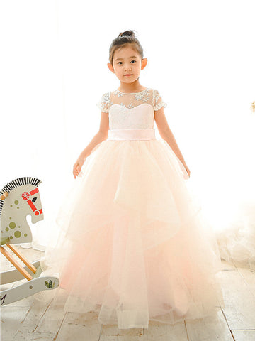 Ballkleid Spitze Tüll Hochzeit Geburtstag Festzug Blumenmädchenkleider