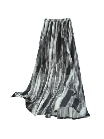 Women Summer Vintage Ink-print Pleat Skirt