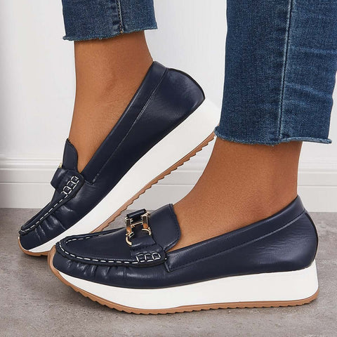 Lässige, bequeme Plateau-Loafer, flache Bootsschuhe zum Hineinschlüpfen