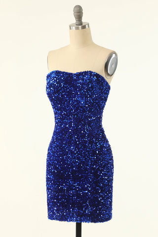 Robe moulante de soirée à paillettes en cœur