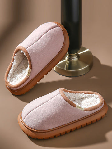 Winter Indoor Couple Pure Color Warm Plush Slippers