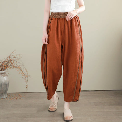 Summer Linen Patchwork Casual Loose Pants