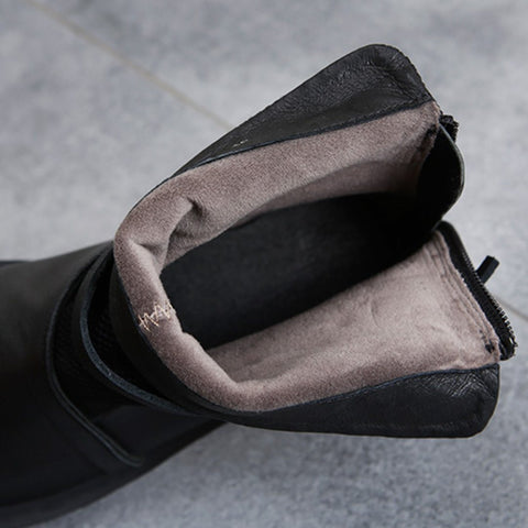 Cozy Vintage Leather Paneled Flats Martin Boots