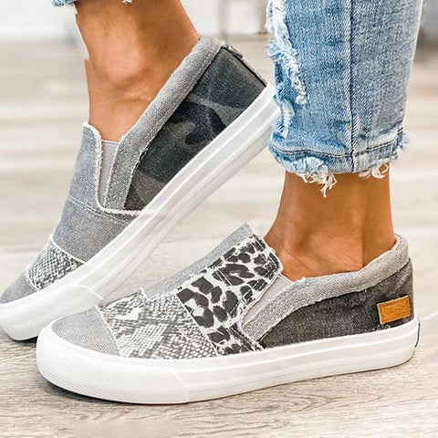 Lässige Slip-on-Plateau-Sneakers mit flachem Absatz und Loafer-Schuhen