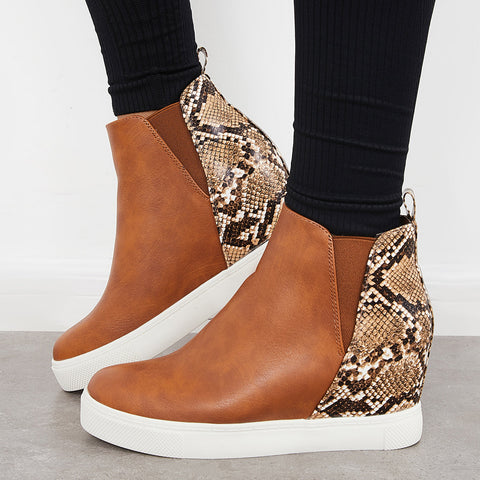 Slip on Hidden Wedge Sneakers Platform Wedge Booties