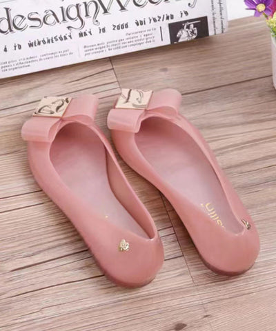 Einzigartige bequeme Spleißen klare Plattfüße Schuhe Pink