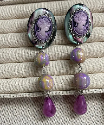 Style Purple Relief Acrylic Drop Earrings
