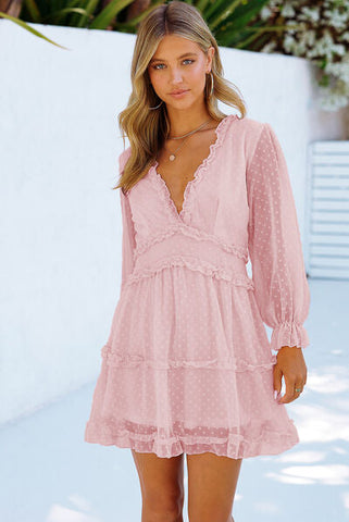 Frill Pink Summer Mini Dress