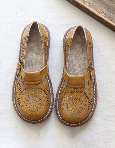 Summer Handmade Round Head Retro Leather Shoes