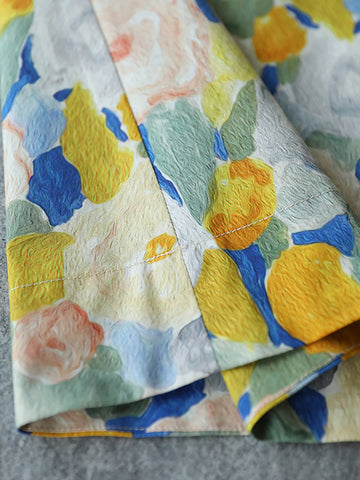 Summer Women Artsy Flower Drawstring Pocket Skirt