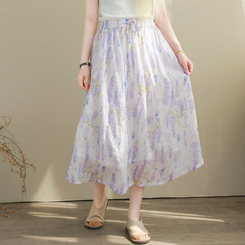 Women Summer Thin Loose Casual Floral Skirt