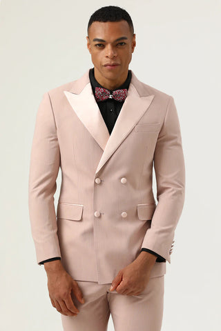 Pink Peak Lapel Double Breasted 2 Piece Men's Prom Suits