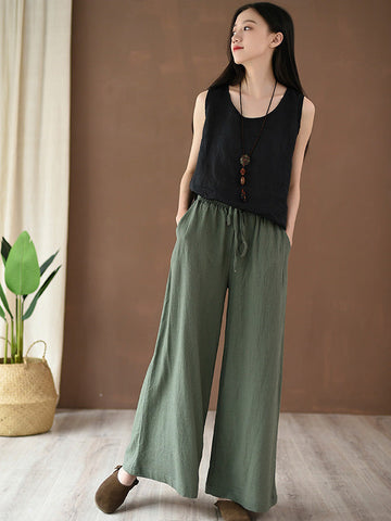 Vintage Linen Wide Leg Ramie Pants