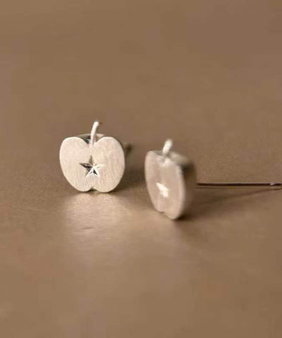 Chic Silk Alloy Frosted Apple Stud Earrings