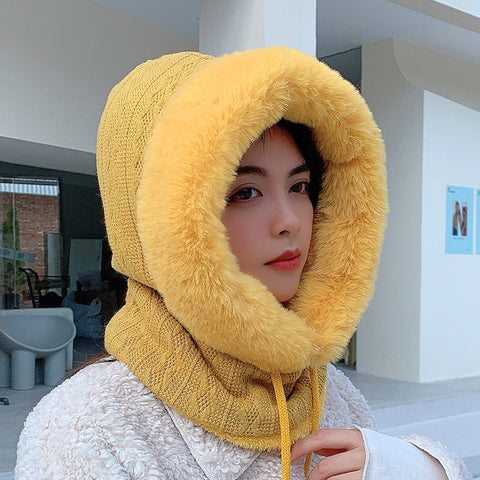 Women Winter Knitted Plush Solid Warm Hats