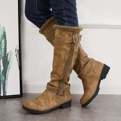 Warm Knee High Snow Boots Winter Fur Lined Riding Boots