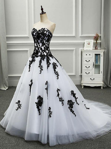 Schwarze Brautkleider Tüll Prinzessin Silhouette Ärmellos Niedrige Taille Spitze Hofschleppe Brautkleid
