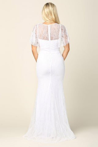 Bridal Long Gown Wing Sleeve Lace Wedding Dress