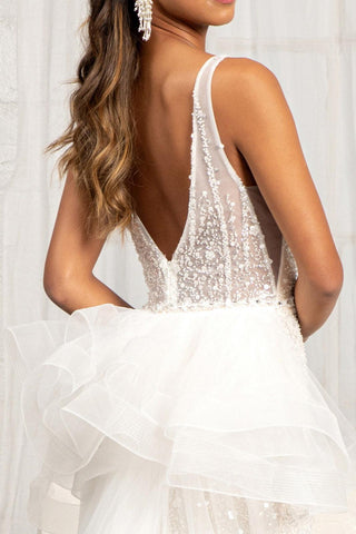 Bridal Long Sleeveless Mermaid Mesh Wedding Gown