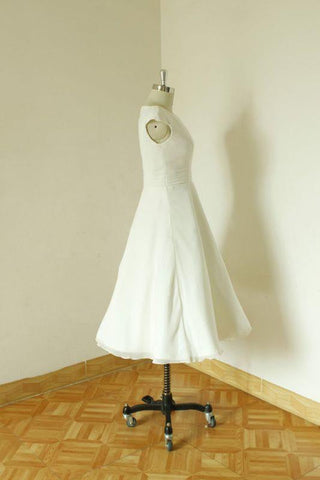 Bridelily Cap Sleeve Chiffon Mini A-line Wedding Dress