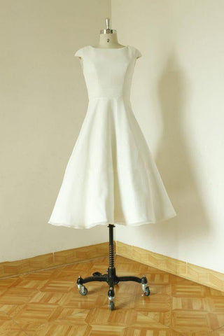 Bridelily Cap Sleeve Chiffon Mini A-line Wedding Dress