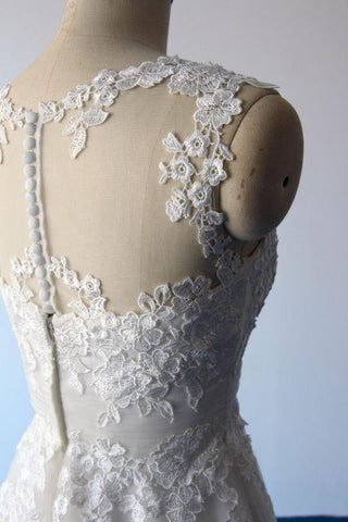 Bridelily A-Linien-Mini-Brautkleid aus Illusionsspitze und Tüll