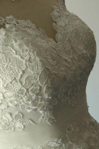 Bridelily A-Linien-Mini-Brautkleid aus Illusionsspitze und Tüll