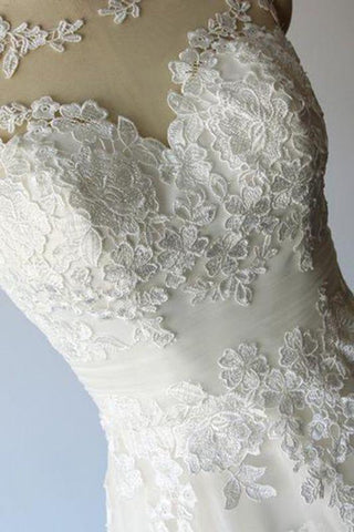 Bridelily A-Linien-Mini-Brautkleid aus Illusionsspitze und Tüll
