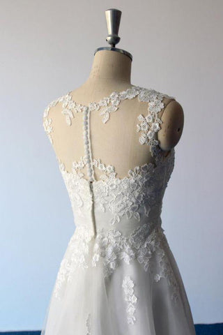 Bridelily A-Linien-Mini-Brautkleid aus Illusionsspitze und Tüll