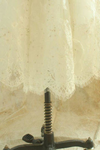 Bridelily Strapless Lace Chiffon A-line Mini Wedding Dress