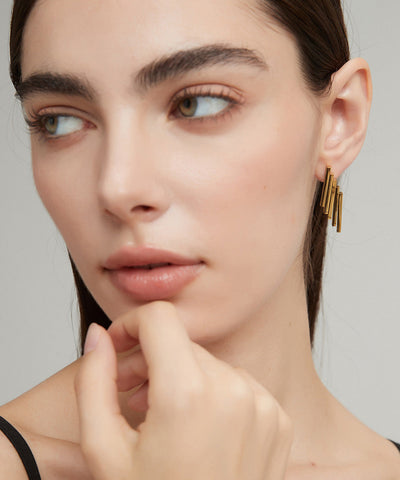 Gold Titanium Steel Geometric Earrings