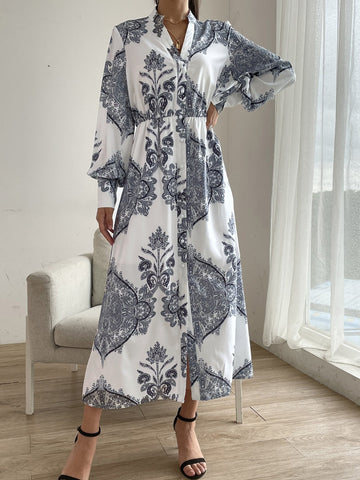 Klassisches Midikleid mit Laternenärmeln
