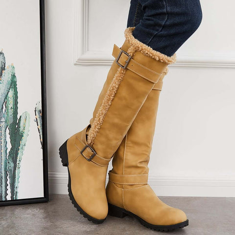 Warm Knee High Snow Boots Winter Fur Lined Riding Boots
