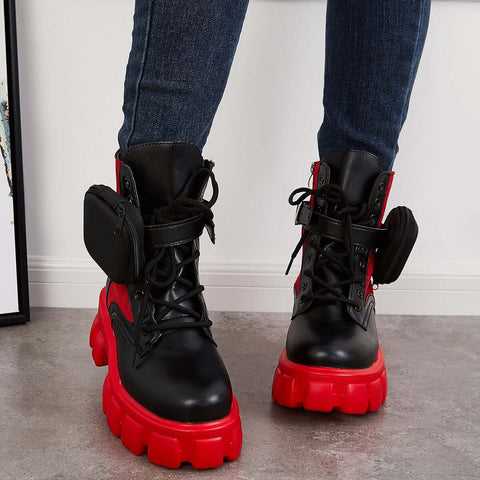 Chunky Platform Combat Ankle Boots Goth Lug Sole Booties
