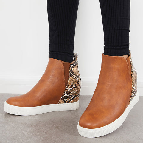 Slip on Hidden Wedge Sneakers Platform Wedge Booties